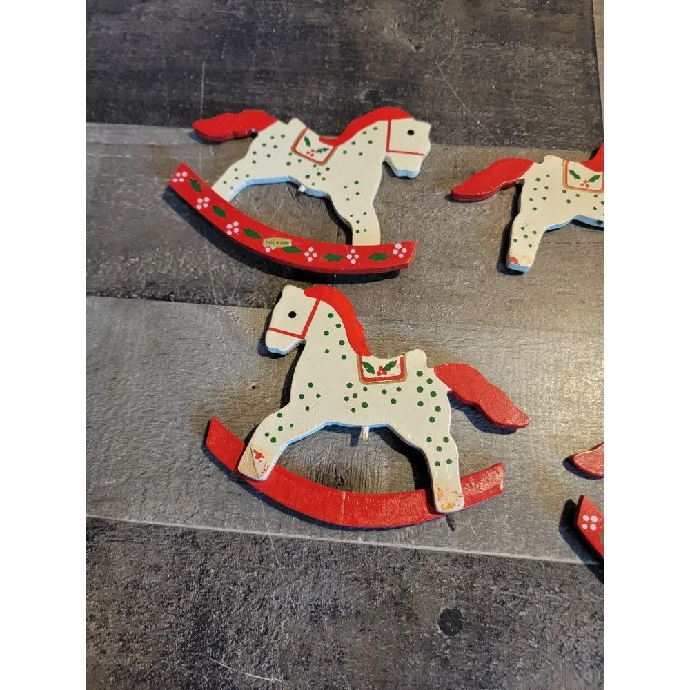 Wooden Rocking Horse‎ AS IS xmas decor set